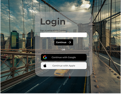 Login/signup page for Taxi service website design figma illustration ui ux