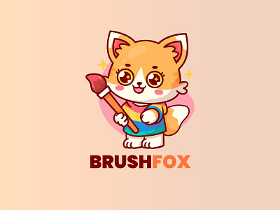 BrushFox Cute mascot logo mascot