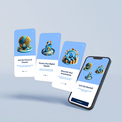 Crypto Master Onboarding app app design blue crypto cryptocurrency figma graphic design mockup ui ui design ux ux design