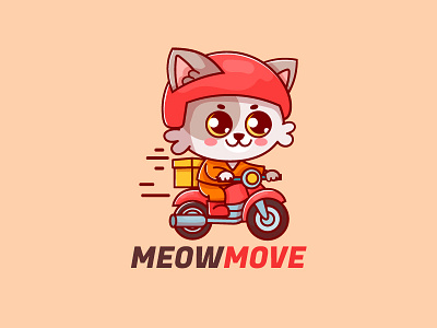 meowmove mascot logo pawsandpackages