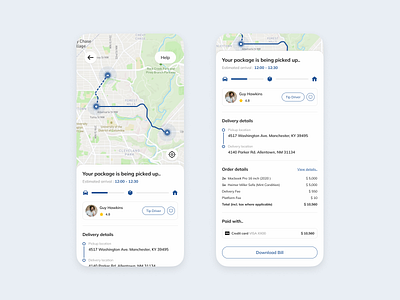 Delivery Mobile App delivery map mobile app tracking ui ux