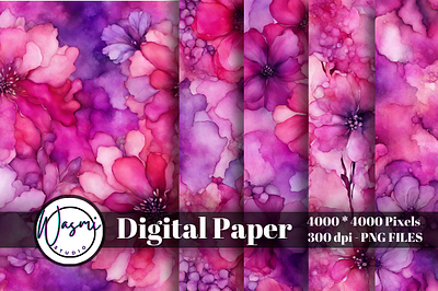 Alcohol Ink Violet & Pink Flowers Background alcohol ink background flower flowers graphic design watercolor