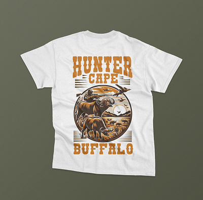 Cape Buffalo Hunting T shirt Design minimalist design