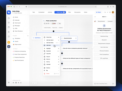 Project Management Web App - Mind Map ai dashboard design inspiration mind mapp navigation product product design project management saas ui web app website