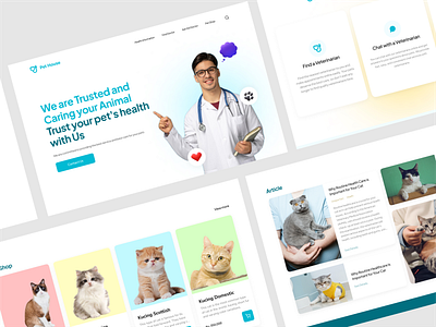 Pet House - Animal Hospital animal animation blue cat cat house cat website hospital hospital landing page landing page pet pet house ui website white