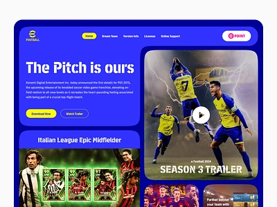 Football Game Landing Page Design barcelona clean cristiano ronaldo design efootball fifa fifa mobile game football game gaming ui graphic design illustration ios leo messi minimal mobile app mobile games product design real madrid ui design