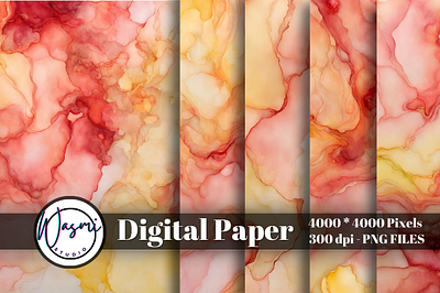 Pastel Red & Yellow Alcohol Ink alcohol ink background graphic design pastel watercolor