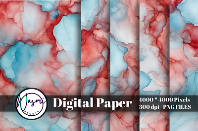 Pastel Red & Blue Alcohol Ink alcohol ink background graphic design watercolor