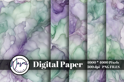 Pastel Violet & Sage Green Alcohol Ink alcohol ink background graphic design stains watercolor