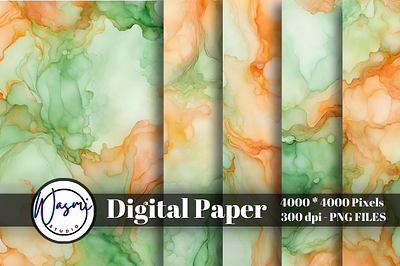 Pastel Green & Orange Alcohol Ink alcohol ink background stains watercolor