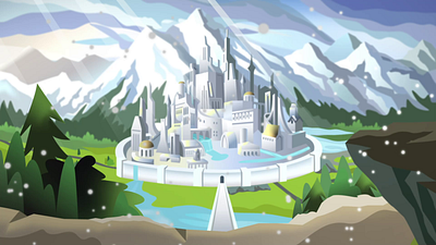 Gondolin landscape animation 3d layers adobe illustrator after effects elven city gondolin illustration landscape lord of the rings magical city parallax vector vector design