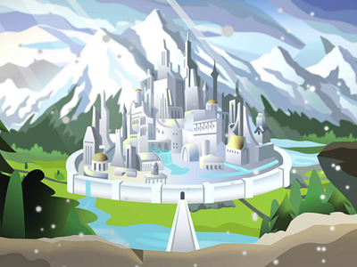 Gondolin landscape animation 3d layers adobe illustrator after effects elven city gondolin illustration landscape lord of the rings magical city parallax vector vector design