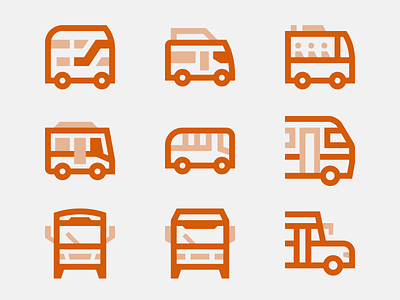 Buses / Basicons bus busses city transport double decker bus face front view icons public transport school bus transport transportation ui vector