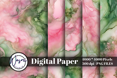 Pastel Pink & Green Alcohol Ink alcohol ink background graphic design stains watercolor