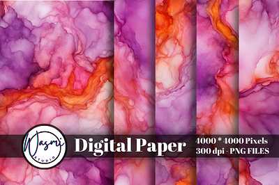 Pastel Purple & Orange Alcohol Ink alcohol ink background graphic design stains watercolor
