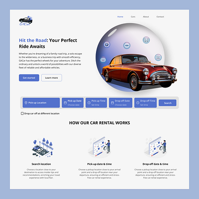 Car Rental Landing Page car car rental design interface design landing page rental ui uiux ux web website