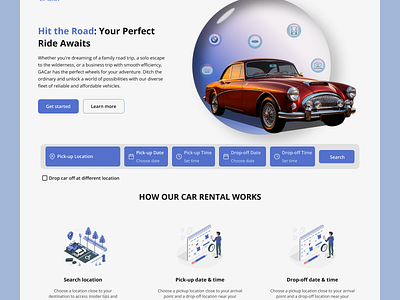 Car Rental Landing Page car car rental design interface design landing page rental ui uiux ux web website