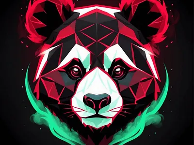 Neon Line Art Panda Face Design design digital art graphic design illustration illutration line art neon panda