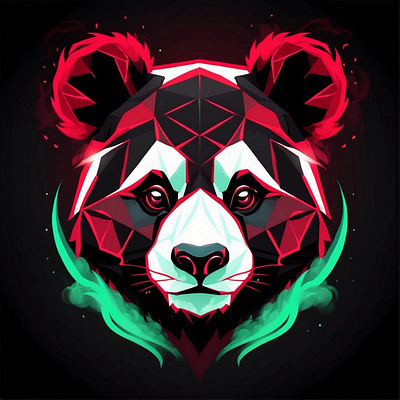 Neon Line Art Panda Face Design design digital art graphic design illustration illutration line art neon panda