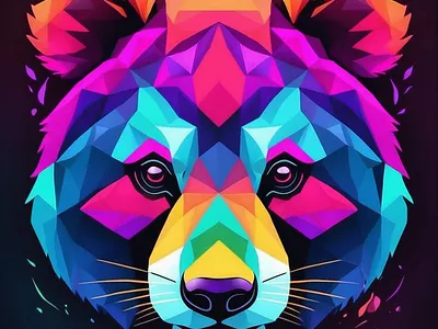 Colorful Line Art Panda Face Vector Design design digital art graphic design illustration illutration line art panda vector