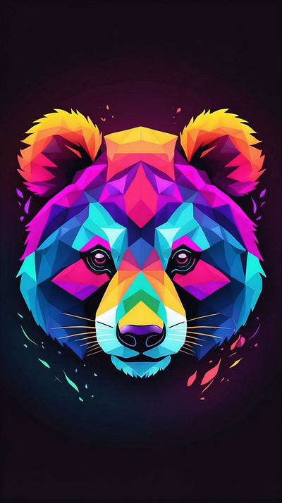 Colorful Line Art Panda Face Vector Design design digital art graphic design illustration illutration line art panda vector