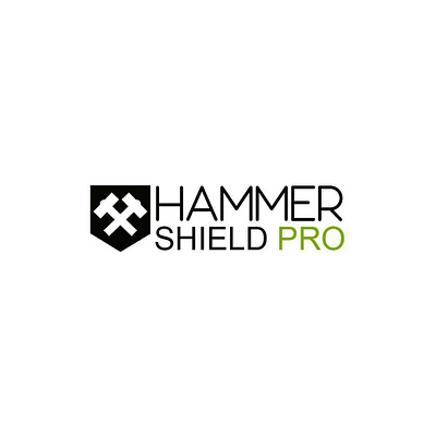 Phone protector Logo Hammer Shield pro brand graphic design logo phone protection protector skins