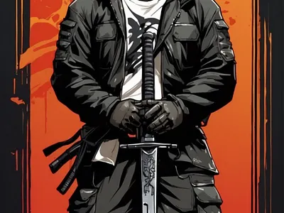 Samurai Panda Punk With Sword Design cyber punk design digital art graphic design illustration illutration merch design merchandise panda poster punk samurai vector