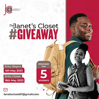 Social media design for Janet's Closet charity clothing flyer