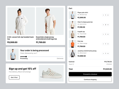 Ecommerce Website Components adidas bill brand branding cards cart checkout clean components costume creative design ecommerce fashion minimal shopping ui ux web website