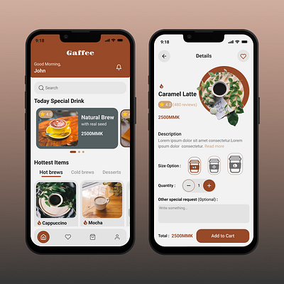 Coffee Shop App coffee app home page coffee shop app coffee shop ui design coffee shop ux interface design mobile app