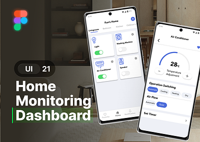 UI21_Home Monitoring Dashboard app blue dailyui dashboard figma green home monitor smart home ui ui 21