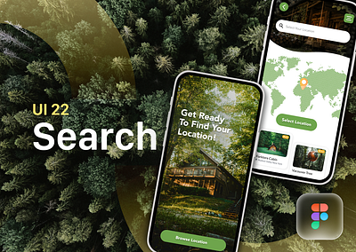 UI 22_Search airbnb app dailyui figma green location search tree house ui ui 22