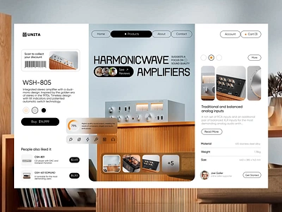 Unita Website Design - Product Page 3d 3ddesign amplifires animation design device ecommerce graphic design motion graphics pdp ui unita ux web webdesign website