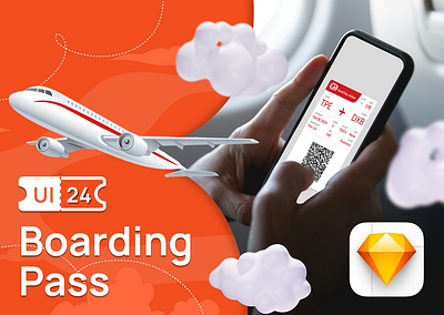 UI 24_Boarding Pass app boarding pass dailyui flight orange pass red sketch ui ui 24