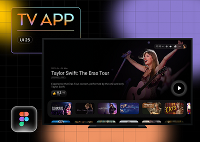 UI 25_TV app app dailyui dark mode movie program sketch taylor swift tv tv app ui ui 25