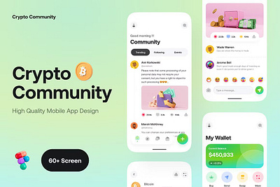 Crypto Community App UI Kit app community application crypto application crypto community app ui kit crypto community ui kit crypto social app crypto social application crypto social design crypto social ui kit cryptocurrency cryptocurrency wallet ui design ui kit ux wallet