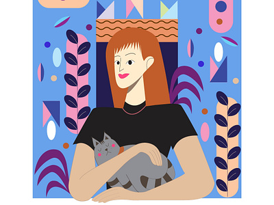 Moi et mon chaton graphic design illustration