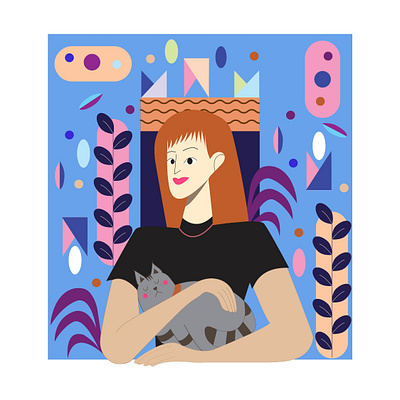 Moi et mon chaton graphic design illustration