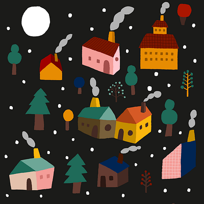 Silent Night christmas doodle fabric pattern greeting illustration pattern season surface design xmas