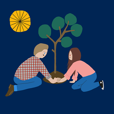 Flipped couple doodle flipped graphic design illustration movie romance tree