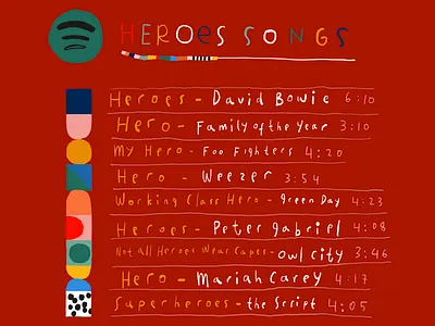 Heroes Song doodle graphic design hero illustration playlist songs
