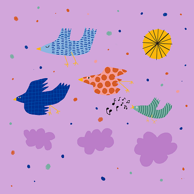 The Babybirds animal birds doodle fabric pattern graphic design illustration nature pattern surface design