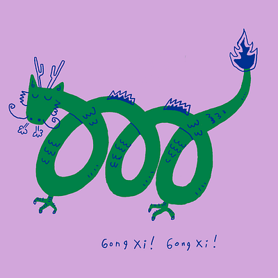 Gong Xi cartoon chinese doodle dragon gong xi gong xi fa cai graphic design illustration new year