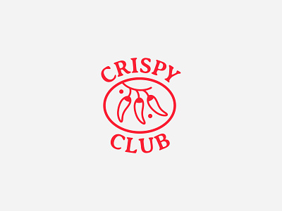 Crispy Club Badge Logo badge branding chili chili logo chilis design food branding graphic design hot illustration logo piment piment logo spice logo spicy spicy logo spicy sauce tex mex vector