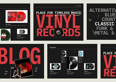 Vinyl Records Website blog categories design e commerce figma hero screen landing music page records ui uxui vinyl website