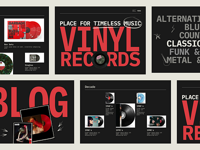 Vinyl Records Website blog categories design e commerce figma hero screen landing music page records ui uxui vinyl website