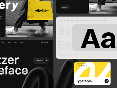 Fonts website concept black branding cards design fonts gallery hero section landing page startup typeface ui ux web website yellow