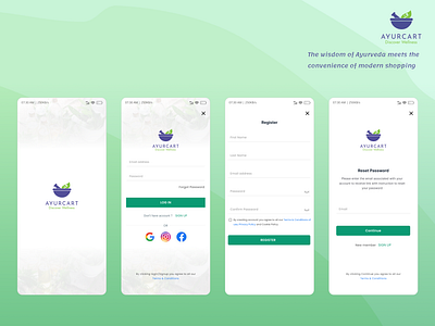 AyurCart - Discover Wellness login Page ayurved ayurvedadesign designconcept friendlyui herbal login mobile mobileapp ui wellnessapp