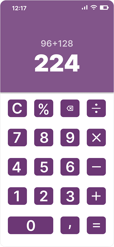 Daily ui #004 Calculator app calculator challenge04 dailyui dailyui4 design mobile ui violet