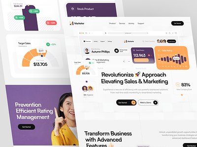 Marketer Sass - Sales & Marketing Management Website aesthetich branding dashboard design eccomerce finance landing pag management minimalist product ui uiux website